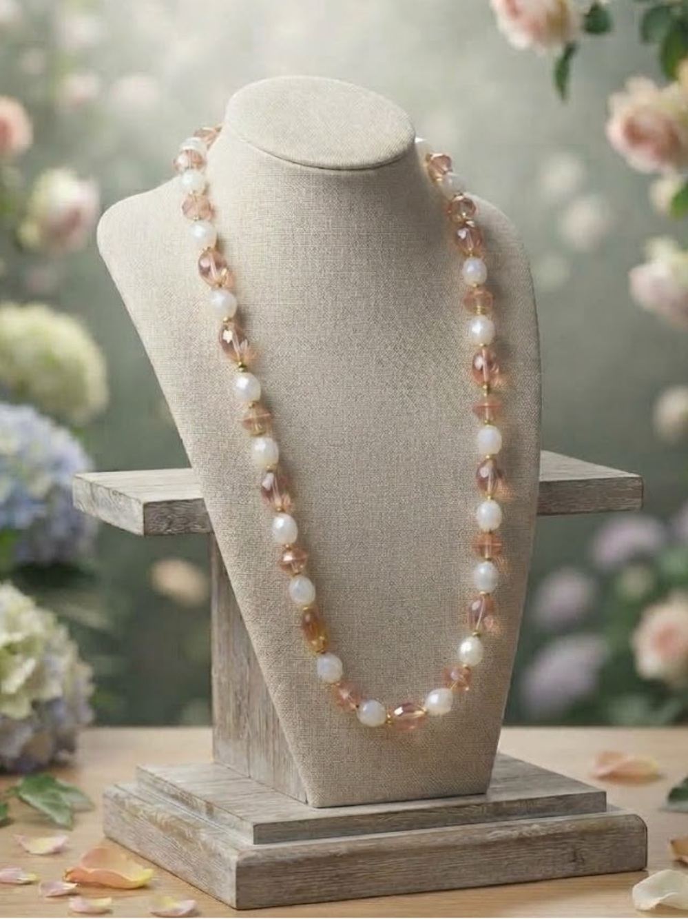 Handmade Faceted Aurora Borealis & Vintage Czech Glass Necklace Set 🧁